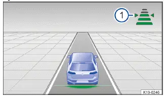 Fig. 1 En la pantalla del cuadro de instrumentos: distancia ajustada durante la regulación (representación esquemática).