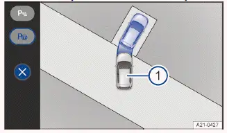 Fig. 1 Sistema de infotainment: ejecutar la operación de aparcamiento del conductor