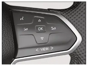 Fig. 1 Lado derecho del volante multifunción: manejo del cuadro de instrumentos digital.