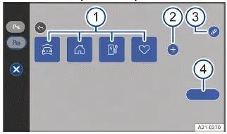 Fig. 1 Sistema de infotainment: menú del Park Assist Plus con función de memoria.