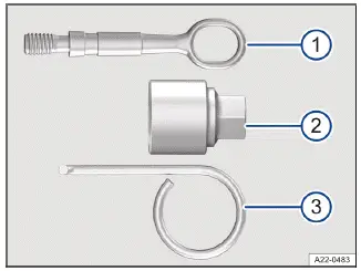 Fig. 1 Piezas de las herramientas de a bordo (representación esquemática).