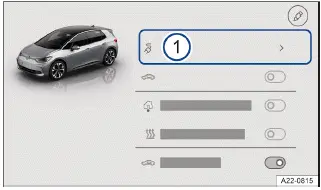 Fig. 1 Sistema de infotainment: menú de salida con botón de función del procedimiento de carga (representación esquemática).